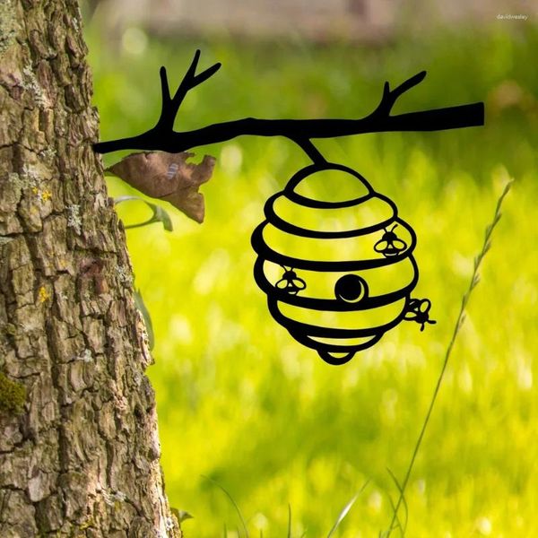 Décorations de jardin Metal Bee Hive Papey Branch Gobelin Silhouette Ajoutez une touche magique à vous avec ce décor d'art en fer pour la fête