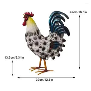 Décorations de jardin Table de ferme en métal Sculpture de coq Figurine de poulet pour la décoration extérieure et intérieure Ornement de pelouse à la main