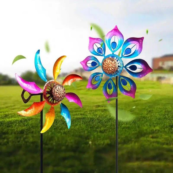 Décorations de jardin Pinwheels en métal Coloré Pinwheel Mixte Partie DIY Pelouse Moulin à vent décoratif Spinners pour décor de cour Enfants Jouet