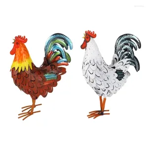 Le coq en métal de décorations de jardin décore la sculpture de poulet de cour pour l'arrière-cour