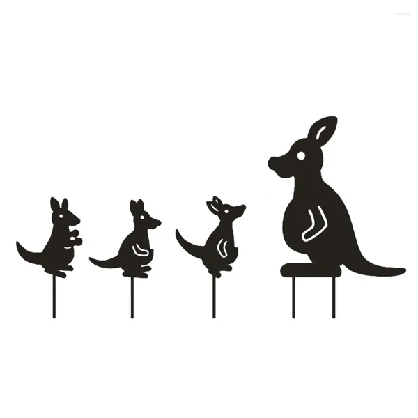 Décorations de jardin Silhouette Silhouette Plug-in Hollow Kangaroo Chicken Hedgehog Signe Black Lawn Ornement Art Craft Yard décor