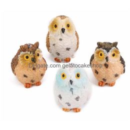 Gardendecoraties Micro Mini Fairy Miniatures Figurines Hars Owl Birds Dierfiguur Speelgoed Toys Home Decoratie Ornament Drop Delivery P DHJEF