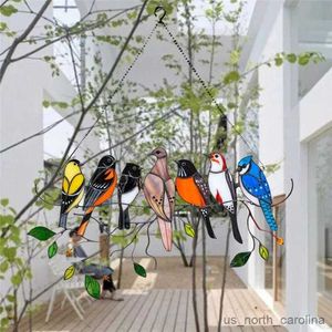 Décorations de jardin Mini oiseau verre fenêtre tenture murale oiseaux colorés décor chambre accessoires décor Mot R230613