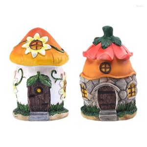 Decoraciones de jardín mini casa casa exquisita hada pequeña juguetes juguetes artesanías figura de resina encanto adorno decoración de paisaje