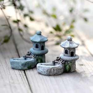 Garden Decorations Mini Lighthouse Water Well Bridge Figurines Miniatuur Craft Fairy Gnome Moss Terrarium Gift Diy Ornament Decorgarden