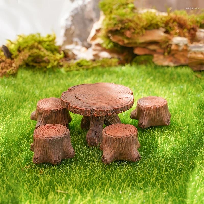 Decorações de jardim mini ornamentos de jardinagem em resina, micro paisagem, mesa, cadeira, decoração, artesanato, estatuetas de bonsai em vasos, presentes para casa