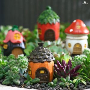 Décorations de jardin Mini résine mousse micro paysage décor extérieur fée miniature champignon maison ornements artisanat pot de fleur accessoires