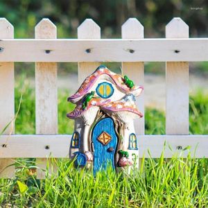 Décorations de jardin miniatures de porte elfe de fée figurines statues pour yard extérieur sculpture sculpture ornements en bois accessoires