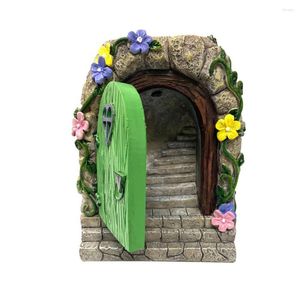 Gardendecoraties Miniatuur Fairy Gnome Window Deur Elf Home For Yard Art Sculpture beelden Decor buitenbenodigdheden