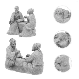 Tuindecoratie Miniatuur Visser Beeldje Oud Paar Ornamenten Yoga Accessoires Voor Zen Decor