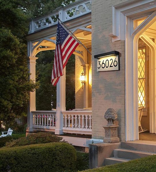 Decoraciones de jardín Moderno signo de número de puerta con energía solar LED iluminado de la casa