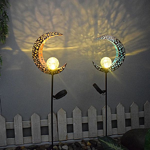 Décorations de jardin Lune Soleil Fée Lumières Extérieures En Métal Solaire Étanche Décor Rétro Lampe pour Table Extérieure Patio Pelouse Cour 230717