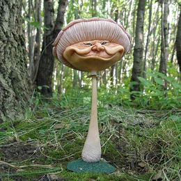 Tuindecoraties Mushroomstandbeeld ornamenten grappige menselijke gezichtsbeeldingen miniatuur fee