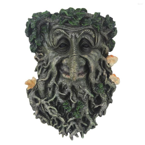 Décorations de jardin Sculpture de visage d'arbre à champignons, décoration familiale en plein air pour Halloween, vieil homme