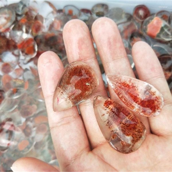 Décorations de jardin naturel poli rouge fantôme cristal guérison pierre quartz gemme pendentif pour la maison pots de culture décoration d'aquarium