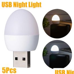 Décorations de jardin Nouveau 5pcs Mini LED Night Light Portable Portable Plug Lampe Power Bank Ordinage Livre de chargement Lights Oeil Protection Readin Dhvyp