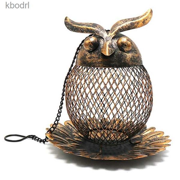 Décorations de jardin Nouveau extérieur suspendu en fer forgé hibou mangeoire à oiseaux jardin arrière-cour décoration oiseau Cage accessoires cadeau YQ240116