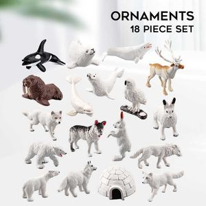 Décorations de jardin Newly Set de 18 Mini Animaux Polaires Statue PVC Antarctique Bureau Figure Poupée Micro Paysage Décoration pour Fée Jardin Bonsaï L230715