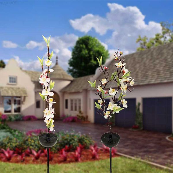 Décorations de jardin Lampes de piquet de jardin nouvellement solaires IP65 Simulation Branche de fleurs Ornement extérieur décoratif pour cour Pelouse Cour 70 cm de haut L230715