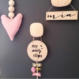 Tuindecoraties Scandinavische stijl houten babyhaarspeldjes Opslaghouder Houten muur hangende ornament Baby haarspeld organisator Fotografie rekwisieten