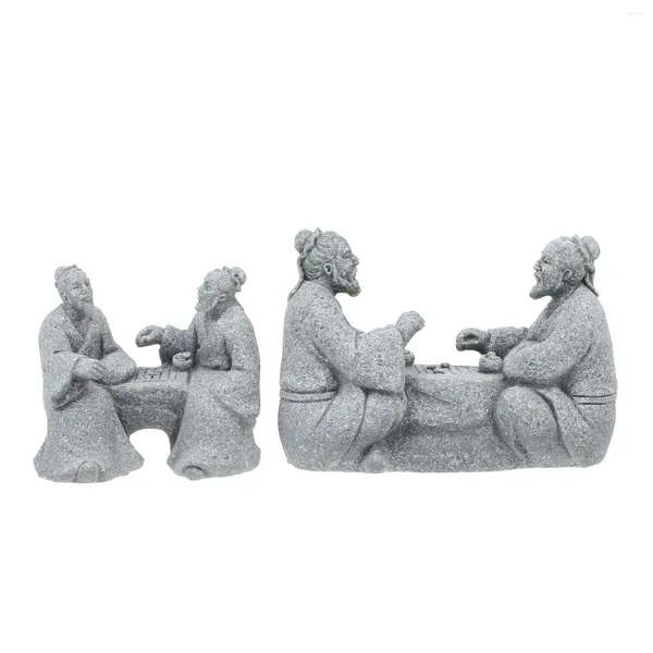 Décorations de jardin Vieux Couple Ornements Accueil Décor de bureau Décoration Mini Craft Grès Statue Micro Paysage Zen Céramique