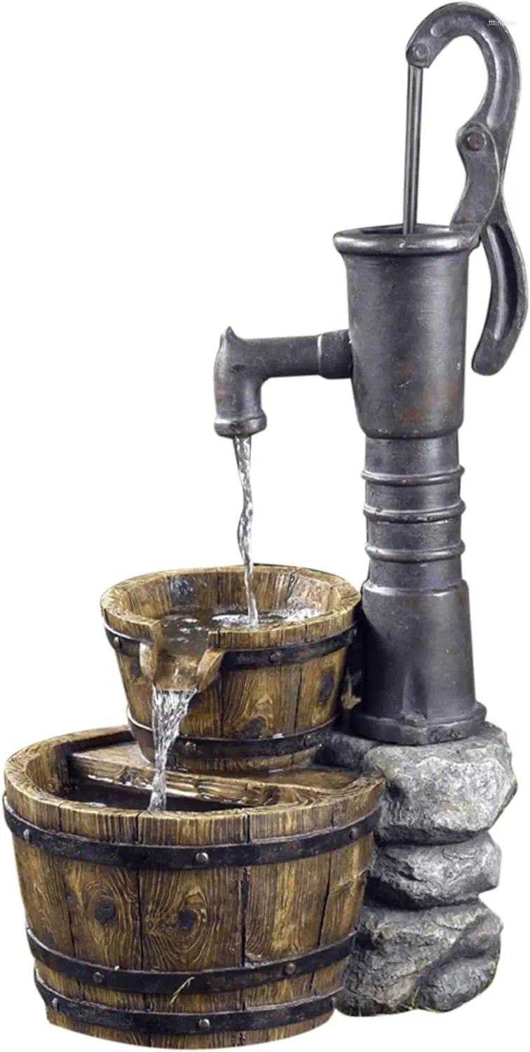 Garden Decorations Old Fashioned Pump Water Fountain Gray