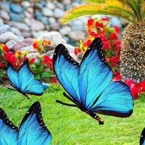 Decoraciones de jardín Estaca de decoración al aire libre Fácil de instalar Señal de inserción de mariposa A prueba de intemperie DIY Césped Patio trasero