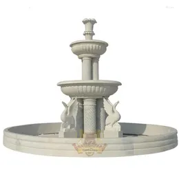 Tuindecoraties buiten groot formaat ronde vorm marmeren vermoeide fontein waterval 4 laag water
