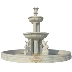 Décorations de jardin en plein air de grande taille de forme ronde en marbre fatigué fontaine cascade 4 niveaux d'eau