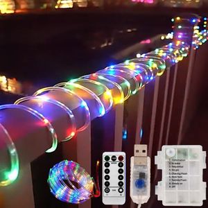 Tuindecoraties Outdoor Led Festoon Fairy Tube Rope String Lights Street Garland voor werfjaar 2023 Kerstdecoratie 5m 10m 15m 230525