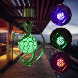 Tuin Decoraties Outdoor Solar LED Wind Spinner Kleur Veranderende Lamp Opknoping Chime Licht Huishoudelijke Binnenplaats Verlichting Decoratie 230717