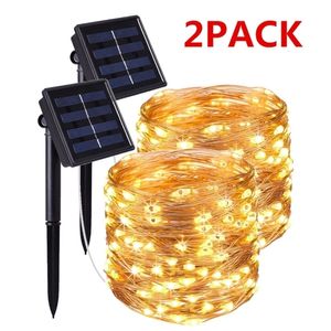 Tuindecoraties Outdoor Waterdichte zonne -led Licht Garland Power Lamp Lights Christmas Party Decoratie Jaar Decor 2023 221116