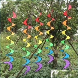 Tuindecoraties buitenshuis regenboog spiraalvormige windmolen windsock tuin decoreren duurzaam roteren draagbare wind spinner gekleurde lint kn dhikx