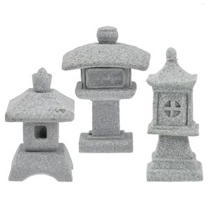 Tuindecoraties Pagode Stand Decor Miniatuur Mini Lantern Zen Ornament Chinese landschap Aziatische bonsai Figurines Decoratie Japans