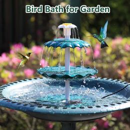 Decoraciones de jardín Palone Baño de pájaros de 3 niveles con bomba solar de 35 W Fuente de bricolaje desmontable para decoración Alimentador al aire libre 230506