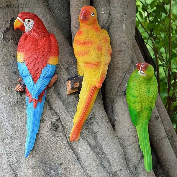 Décorations de jardin Figurine de perroquet décoration murale à suspendre sculpture animale décoration de jardin de bureau à domicile adaptée aux arbres de jardin extérieurs. YQ240116