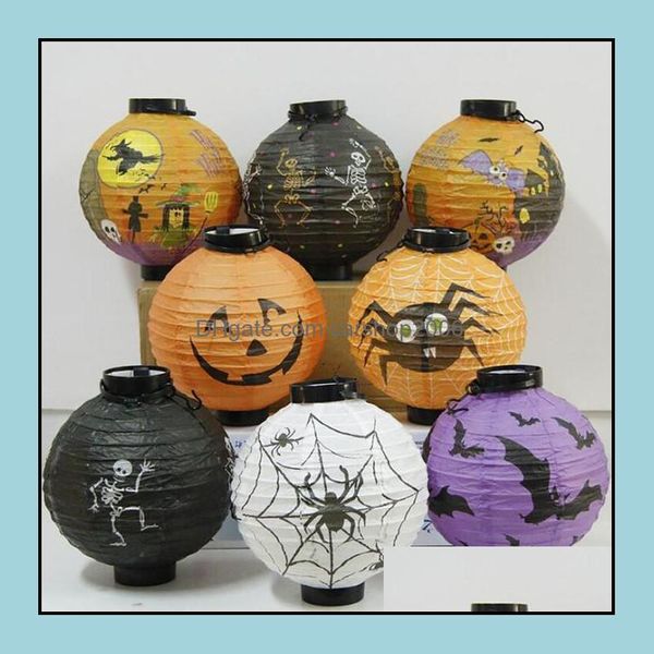 Décorations de jardin Patio Pelouse Accueil LL Halloween Lanterne Citrouille Lampes solaires extérieures étanches Wh Dhhci