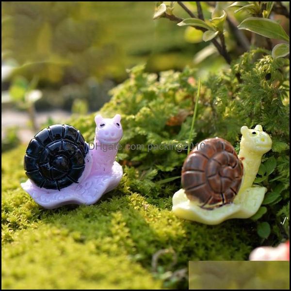 Décorations De Jardin Patio Pelouse Maison Mousse Micro Paysage Miniature Résine Artisanat Dessin Animé Escargot 3 Couleurs Aléatoire Plantes Succentes Pot Décor Ecol