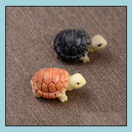 Garden Decoraties Patio Lawn Home Turtle Fairy Fairy Miniature Mini Dier Tortoise Resin Artificial Craft Bonsai Dh0ny