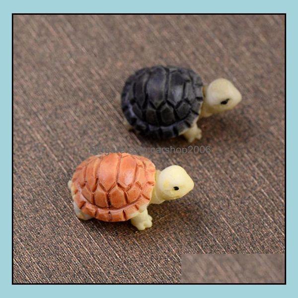 Decoraciones de jardín Patio Césped Hogar Tortuga Hada Miniatura Mini Animal Tortuga Resina Artificial Craft Bonsai Dh0Ny