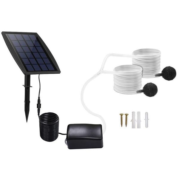 Décorations de jardin Aérateur d'étang 2,5 W Pompe à air à énergie solaire Oxygène avec pierres à bulles 3 modes Fontaine Jardin Jardin Jardin