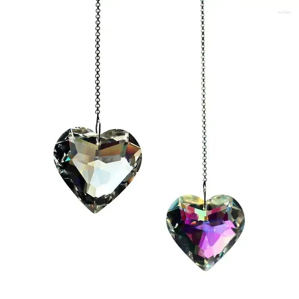 Décorations de jardin Portables Crystal Rainbow Makers 2pcs Glass Heart Sun Catcher Pendants pour les plantes de voiture de suspension d'amour et les affichages festifs