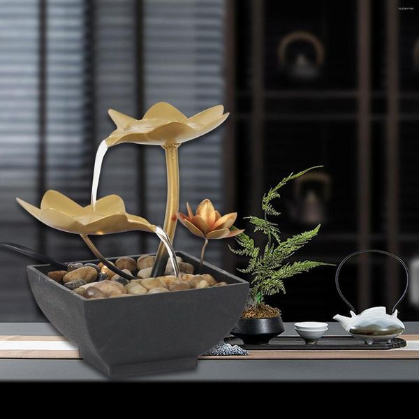Decoraciones de jardín Cascada portátil Fuente de meditación Zen Incluye bomba sumergible Lotus