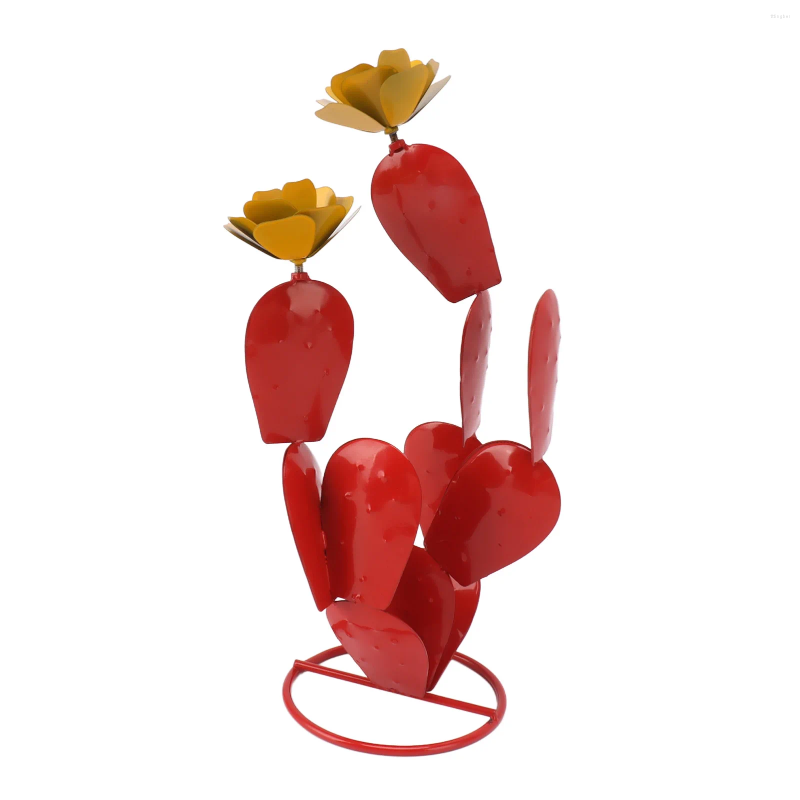 Garden Decorations Prickly Pear Cactus Yard Art Sculpture Red For Patio