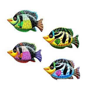 Gardendecoraties Q9QF Grote metalen vis Wall Art Decoratie Colorf Iron Sea Life Scpture Statues Hangend orna Dh0cz