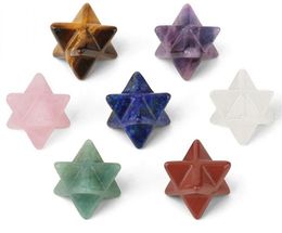 Tuin Decoraties Quartz Crystal Punten Merkaba Star voor Healing Stones Reiki Spirituele Goddelijke Therapie Energie, Pocket Stone Eight-Pointed Stars 1 "