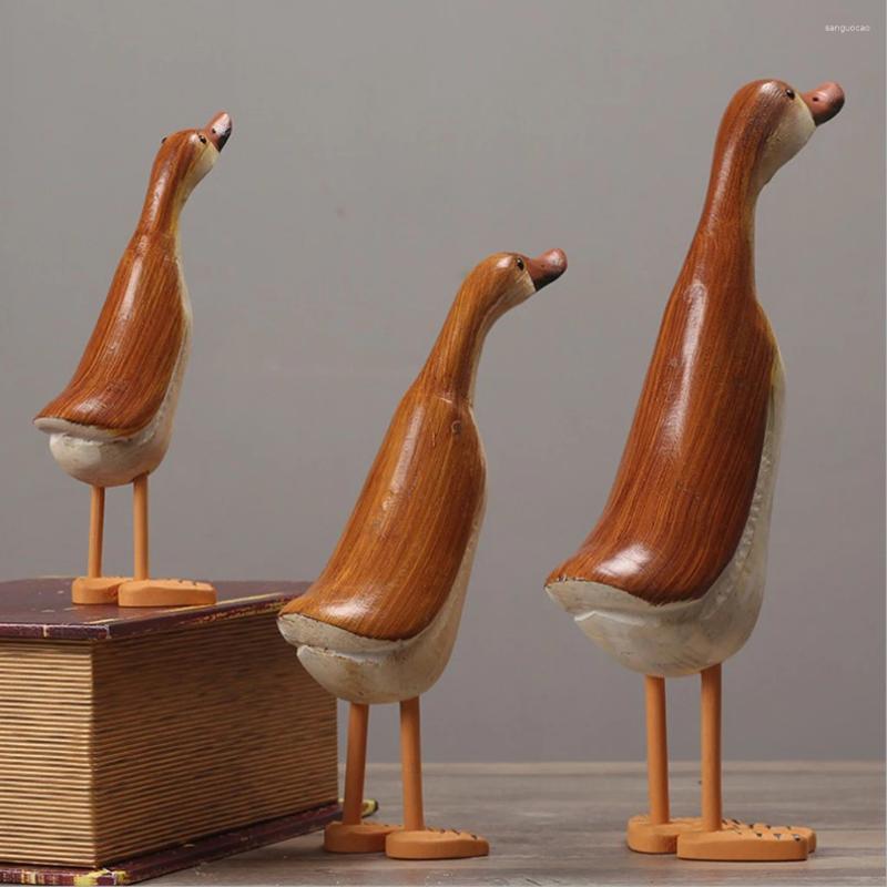 Garden Decorations QWE123 3pcs/set Painted Duck Statues Yard Lawn Decor Hand Made Wooden Crafts