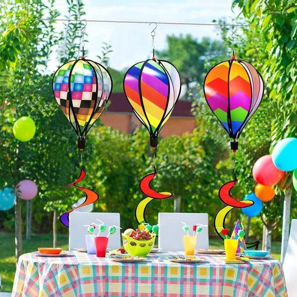 Décorations de jardin Rainbow Air Balloon Wind Spinner 3D Moulin à vent rotatif Catchers Twister Décoration extérieure colorée