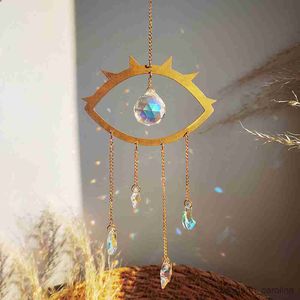 Tuindecoraties Rainbow Prism Eye Sun Crystal Decoration Glass Crystal Hanging Ornament Window Garden Decor R230613