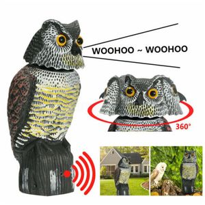 Décorations de jardin Effaroucheur d'oiseaux réaliste tête rotative son hibou Prowler leurre Protection répulsif antiparasitaire épouvantail cour déplacer 230504